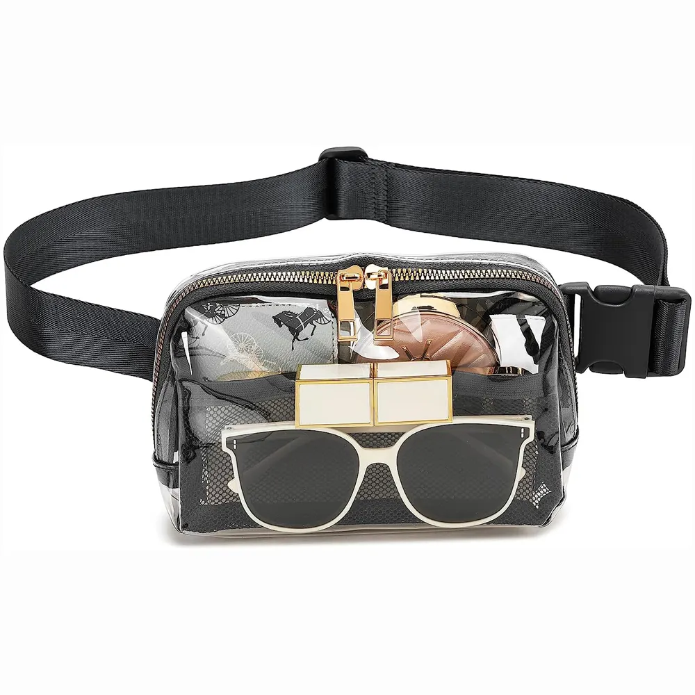 Clear Fanny Pack Clear Bag Stadium Approved Clear Concert Purse Small Plastic PVC Clear Belt Bag Stadium Bags for Women