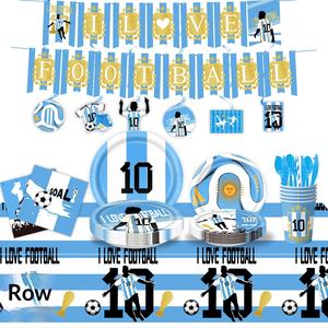 Artículos <span class=keywords><strong>de</strong></span> Fiesta para Fanáticos <span class=keywords><strong>de</strong></span> <span class=keywords><strong>Messi</strong></span>: Pancarta, Bandera, Vajilla, Bandeja <span class=keywords><strong>de</strong></span> Papel, Vasos, Servilletas, Globos, Adornos para Pastel, Azul, Blanco y Dorado - Product Image 3