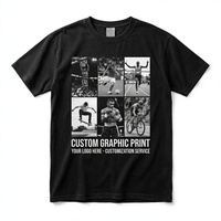 T-shirt personnalisé vintage noir délavé en jersey avec imprimé numérique, col rond, manches courtes, coupe oversize, tricoté, pour homme, style streetwear