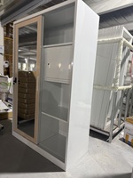 Casier en acier avec porte miroir à poignée, armoire métallique extérieure pour école et salle de sport avec serrure pour rangement de sacs d'école