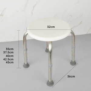 Chaise de douche réglable en acier inoxydable, hauteur 32 cm, 35-45 cm, équipement de sécurité pour salle de bain - Product Image 3