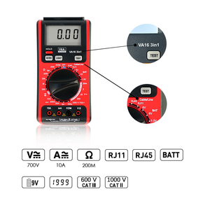 Multimètre numérique VA16 pour test de câbles 3 en 1, testeur de câbles réseau RJ45 RJ11, ligne téléphonique LAN, application spéciale batterie - Product Image 2