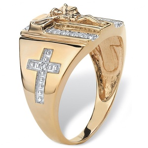 Anillo de Plata de Ley Chapado en Oro de 18K y Rodio con Cruz de Jesucristo y Circonita, Regalo de Aniversario de Bodas para Hombre - Product Image 2