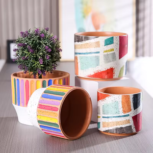 Vendita calda decorazioni per la casa da giardino per interni all'aperto succulenti vasi di fiori in <span class=keywords><strong>ceramica</strong></span> colorati vasi in gres arcobaleno a strisce <span class=keywords><strong>vaso</strong></span> - Product Image 5