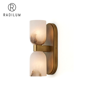 Modern <b>Wall</b> Lamp Bathroom Hotel Bedroom Minimalist Luxury Aged Brass Alabaster LED High Quality Custom Aurind Double Bath <b>Sconce</b> - Product Image 1