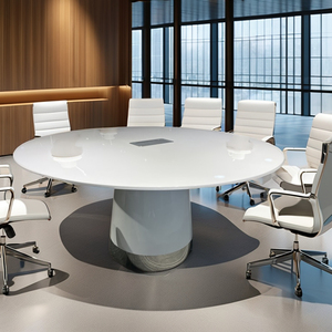 Table <span class=keywords><strong>de</strong></span> conférence moderne <span class=keywords><strong>de</strong></span> luxe en MDF blanc pour 4 à 6 personnes, mobilier <span class=keywords><strong>de</strong></span> bureau élégant pour les réunions, l'école, le salon, le bureau à domicile - Product Image 4