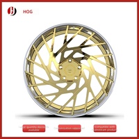 Nouvelles jantes de luxe personnalisées en alliage d'aluminium forgé avec liseré chromé, design turbine multi-branches directionnel, haute performance
