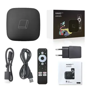 Kotak tv Android bersertifikat GOOGLE 4K HAKO PRO Amlogic S905Y4-B 2gb 16gb BT suara remote android 11 HDCP ATV kotak TV