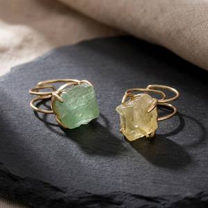 Anillo de Cristal Natural con Amatista, Citrino y Ágata Roja, Anillos con Piedras Preciosas, Chapado en Oro, Ajustable, Banda Abierta, Joyería para Mujer - Product Image 4