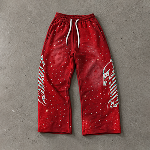 Ensemble de survêtement streetwear personnalisé pour <span class=keywords><strong>homme</strong></span>, comprenant un sweat à capuche zippé en molleton bouclette épais avec strass effet délavé et un pantalon de survêtement à jambe <span class=keywords><strong>large</strong></span> - Product Image 3