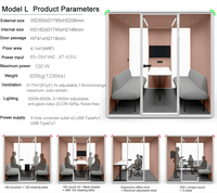 Cabine de travail insonorisée pour bureau à aire ouverte, mobile, acoustique, pour collaboration d'équipe, réduction du bruit, pod de réunion efficace