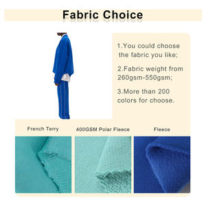 Haute qualité Vintage bleu couleur unie 500 GSM pull à capuche décolleté croisé nouvelle étiquette tissée personnalisée à la mode impression bouffée à capuche - Product Image 2