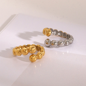 Yueli Ball Shape <b>Open</b> <b>Ring</b> Gold Silver Unisex Fashion Jewelry Gift - Product Image 2