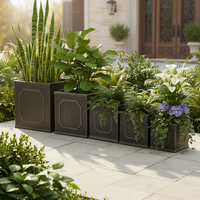 Grande jardinière Chelsea en fibre d'argile Cubo moderne avec trous de drainage pour une utilisation en intérieur/extérieur Décoration d'intérieur