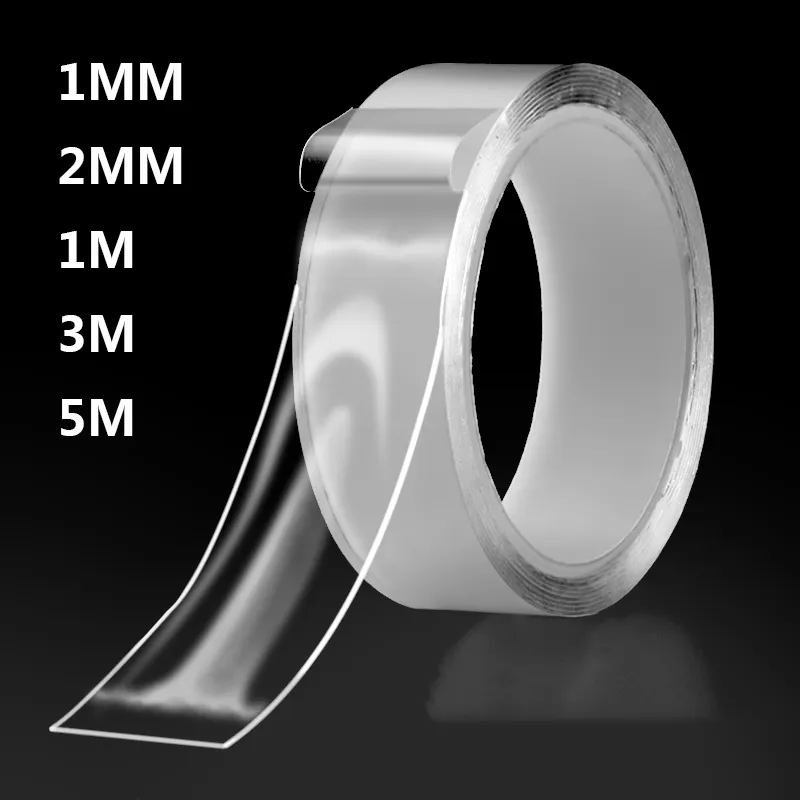 9.84 FT/16.4FT taraflı şeffaf kullanımlık ucuz iyi fiyat Nano çift taraflı bant ağır