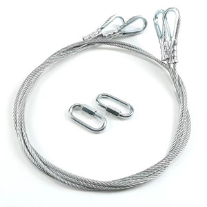 Sangle en câble d'acier inoxydable 8 mm 1x19 brins avec attaches à ressort pour leviers de porte de remorque, pièce 125542 - Product Image 1