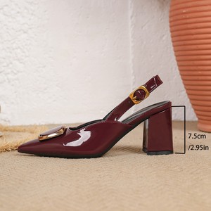 Chaussures à talons hauts Xuanhui, élégantes, à bout pointu, avec boucle dorée métallique, couleur bordeaux, pour le bureau et le quotidien, talons de 7,5 cm pour femmes - Product Image 4