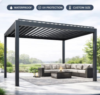 Pergola à lames orientables en aluminium imperméable One-Alu, taille personnalisée, avec toit électrique et éclairage LED intégré