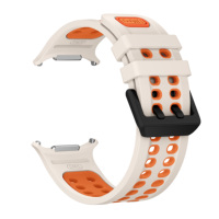 Bracelet de montre sport en silicone souple à double couleur avec design perforé respirant pour Galaxy Watch Ultra 2