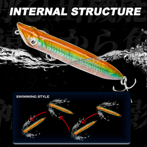 Lot de leurres artificiels flottants de surface Slap Walker Pencil Lure 100mm 125mm pour la pêche au bar, au brochet et en eau salée - Product Image 3