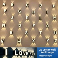 Lampe murale créative DIY 26 lettres, applique murale moderne en aluminium étanche pour l'extérieur, idéale pour la décoration de hôtels, cafés et logos d'entreprise