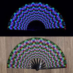 Abanico de tela de arte popular a todo color vibrante de 33 cm con marco de plástico duradero y técnica de bambú pintado, decoración del hogar para Año Nuevo - Product Image 5