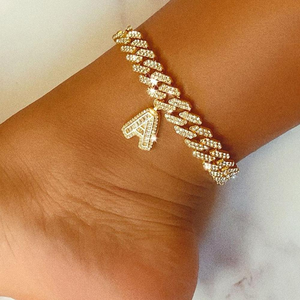 Rhinestone Foot Jewelry Wholesale DIY Initial Cuban Link Chain <strong>Anklet</strong> Iced Out Letter <strong>Anklet</strong> <strong>for</strong> <strong>Women</strong> Hip Hop Cuban <strong>Anklet</strong> - Product Image 4
