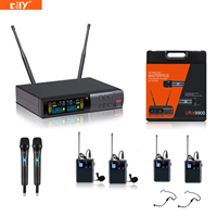 URX9900 Microphone sans fil UHF double canal à affichage LCD, infrarouge véritable, un émetteur pour deux microphones (casque, main, cravate) pour discours/conférences - Vente chaude