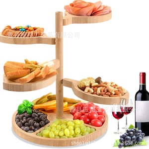 Plateau en bois multi-niveaux transfrontalier, plateau en bois irrégulier pour sushis et desserts, plateau en bois massif multi-niveaux pour gâteaux et desserts - Product Image 1