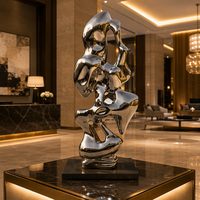 Sculpture Moderne Abstraite en Acier Inoxydable Poli Effet Miroir, Taille et Couleur Personnalisables, Ornement Métallique pour Jardin Extérieur