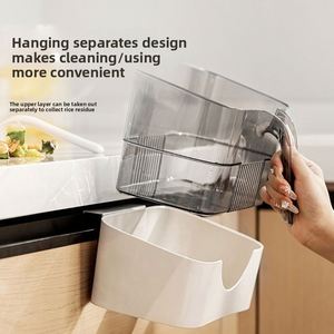 New Kitchen 2-in-1 <b>Wall</b>-<b>Mounted</b> Garbage <b>Bin</b> Dry-wet Separation Food Waste Wet Garbage Trash <b>Bin</b> with Plastic Scraper - Product Image 2