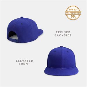 <b>Flat</b> Bill Snapback Hat 100% Cotton Adjustable Brim Unisex Plain Color Baseball <b>Cap</b> - Product Image 2