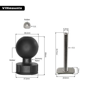 VINmounts 1.5" Track Adapter Plastic Composite Fish Finder Mount Ball Base for Sonar Fish Finder Mounts & <b>Stands</b> Category - Product Image 5