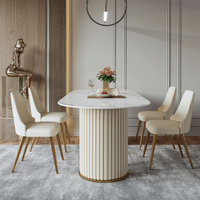 ATUNUS Luxuriöser Schiefer-Esstisch Mit Stühlen, Moderner Essbereich Für Zuhause und Wohnung