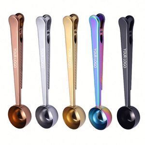 Custom logo Great <b>Measuring</b> Tea Protein Powder Instant Drinks Coffee <b>Spoon</b> <b>Measuring</b> Stainless Steel Coffee <b>Spoon</b> Bag Clip - Product Image 1