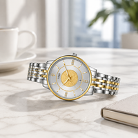 Reloj de Pulsera de Cuarzo para Hombre, Estilo Ejecutivo, con Calendario, Diseño Esqueleto Luminoso, Correa de Acero Inoxidable, 42 mm, con Agujas