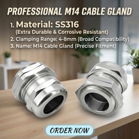 En stock – Presse-étoupe métallique étanche SS316 M14 (4-8mm)