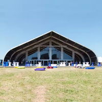 Tente d'événement à toit incurvé en aluminium Multi Flex 20x30m avec auvent transparent, chapiteau noir pour le sport et les expositions