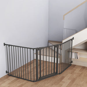 Indoor Auto Close Metall <span class=keywords><strong>Pet</strong></span> <span class=keywords><strong>Gate</strong></span> mit Knopf verschluss für Hunde Babys & Kinder-Schwarze Durchgangs tür für Treppen und Türen - Product Image 2