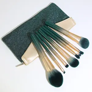 YUE New Luxury 8pcs Green make up brush Techniques Professional Makeup Brushes Set Custom Logo High Quality