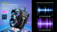 HOPESTAR-PARTYONE CLUB Enceinte portable haute puissance sans fil RGB pour fêtes en extérieur, son puissant avec basses profondes