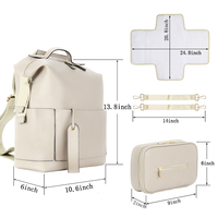 Sac à dos à langer vintage en cuir PU végétalien imperméable, sac de rangement portable pour bébé, sac de maman antivol