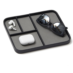 Organisateur de bureau créatif en cuir PU, plateau de rangement pour table de chevet, plateau de rangement pour salon, salle de bain, rangement de bijoux, design pliable - Product Image 2