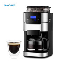 Cafetière électrique à filtre 8 tasses avec moulin intégré, minuterie programmable, fonction de distribution automatique, en acier inoxydable, pour usage domestique
