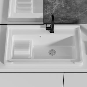 Fregadero <span class=keywords><strong>de</strong></span> lavandería <span class=keywords><strong>de</strong></span> cerámica moderno <span class=keywords><strong>de</strong></span> un solo orificio con tabla <span class=keywords><strong>de</strong></span> lavar rectangular, lavabo <span class=keywords><strong>de</strong></span> baño <span class=keywords><strong>de</strong></span> cerámica para encimera. - Product Image 4
