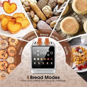 <span class=keywords><strong>Tostadora</strong></span> Teendow de 2 Rebanadas de Acero Inoxidable con Control Táctil, 900W, Calentamiento Rápido, Descongelación, para Rebanadas Gruesas, Bagels y <span class=keywords><strong>Pan</strong></span> - Product Image 5