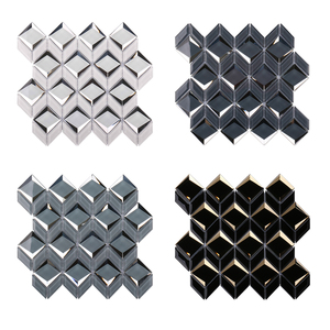 Luxury 3D Kim Cương Gương Khảm Gạch Không Thường Xuyên Waterjet Hexagon Đen Và Vàng Glass Mosaic - Product Image 5