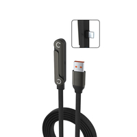 Câble de charge rapide 240W en nylon tressé avec support de téléphone, coudé à 90°, rotation 360° multi-angle, Type-C pour iPhone Gaming