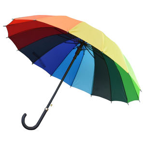 Parapluie de voyage en pongee en gros, avec long manche, semi-automatique, ouverture automatique, fonction de suspension, 16 baleines, couleurs arc-en-ciel - Product Image 2
