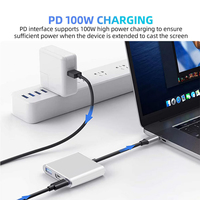 Konverter USB Multiport 3 in 1 AV, adaptor HDTV 3 in 1 AV USB C ke 4K dengan pengisian daya Cepat